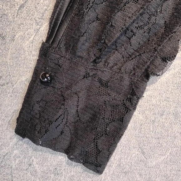 Studio Y Women's Black Long Sleeve Lined Lace Dress  Scoop Neck Size Small - Picture 4 of 10